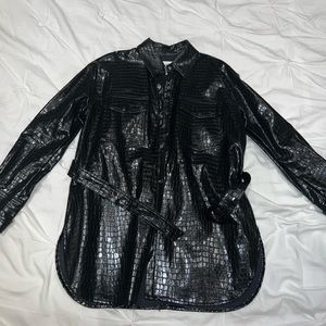 Zara long sleeved leather dress